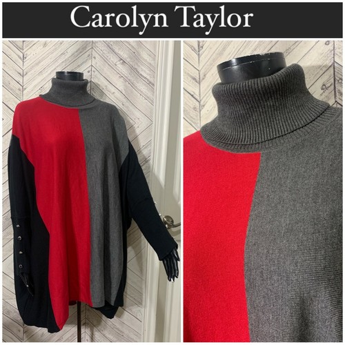 Carolyn Taylor Red Gray Black Dolman 