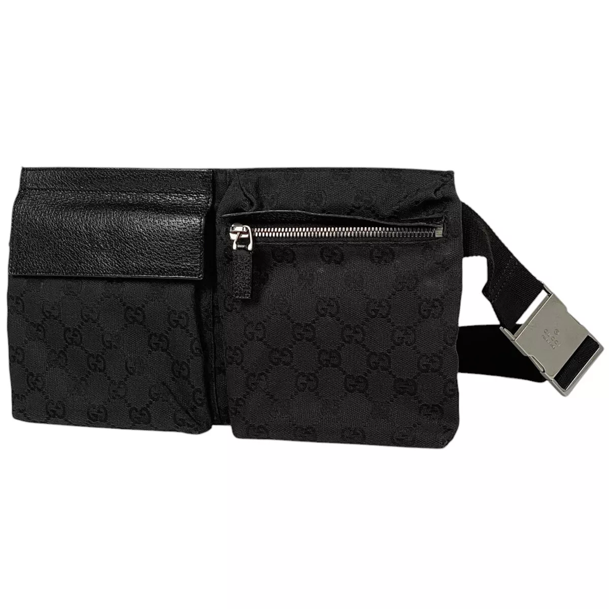 GUCCI GG Motif Sac Taille Pochette Corps Sac Bandoulière GG Toile Noir...