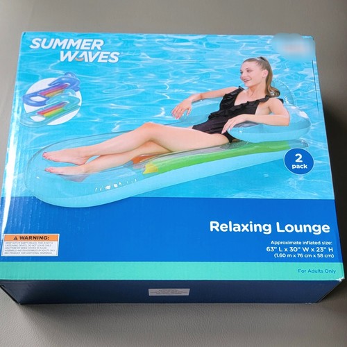 Summer Waves Relaxing Adult Size Pool Lounge Float Blue 63x30x23 New in Box - Bild 2 von 4