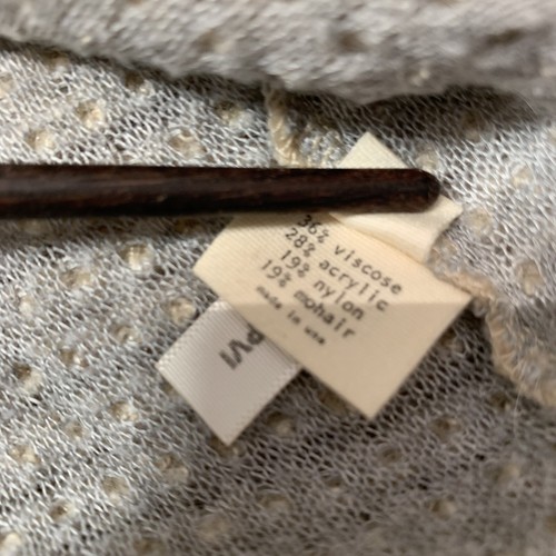 L’AGENCE Ribbed Textural Mohair Blend Sheer Net stripe Sweater Neutral Beige XS - Picture 10 of 19