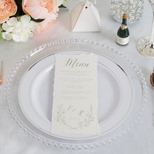 6 CLEAR 12" Round Beaded Rim Charger Plates Wedding Reception Party Supplies