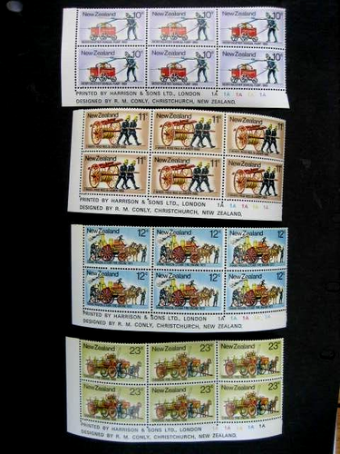 NEW ZEALAND NHM PLATE BLOCK SET-1977 FIRE FIGHTING No 1A SG 1156/9