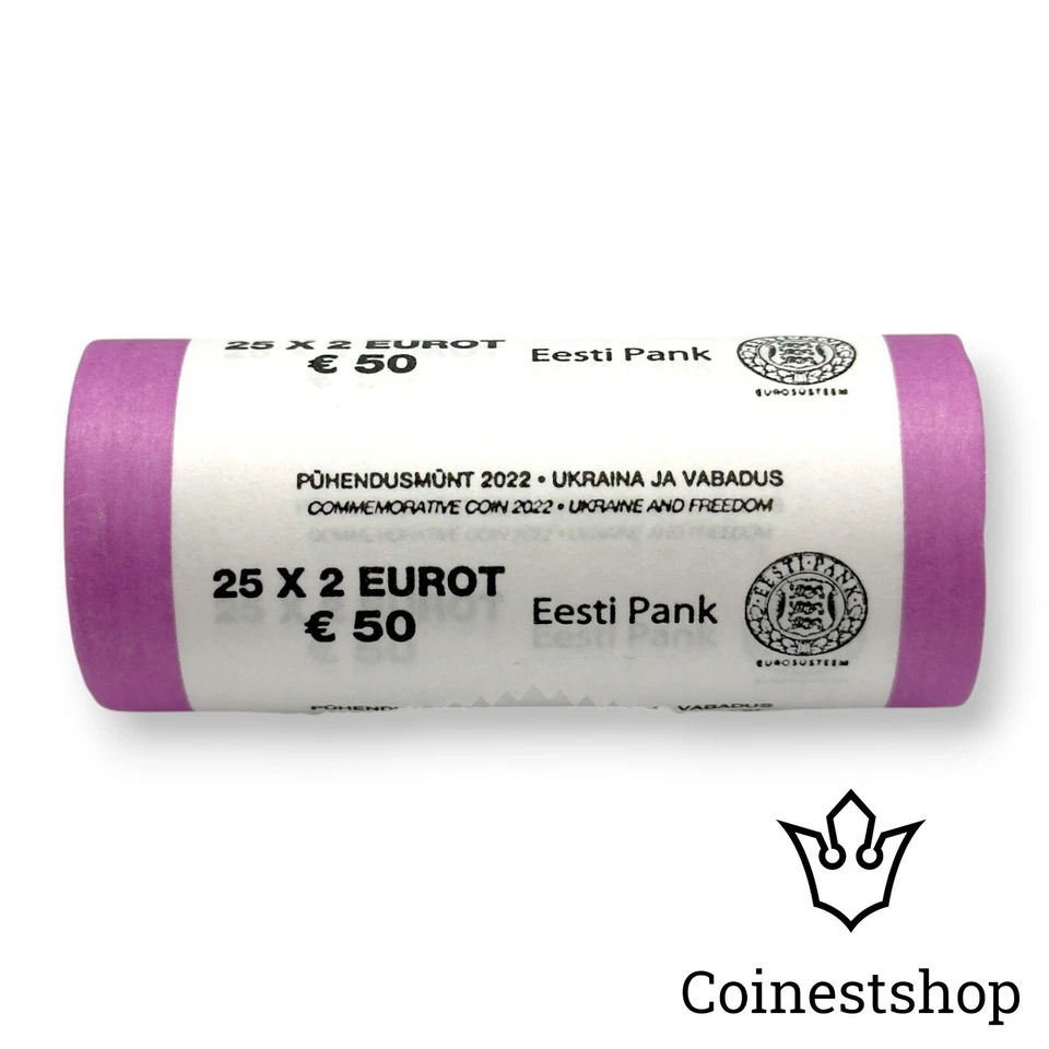 2022 Estonia 2 Euro Coin Roll Ukraine and Freedom 25 x 2 € Slava Ukraine - Bild 4 von 4