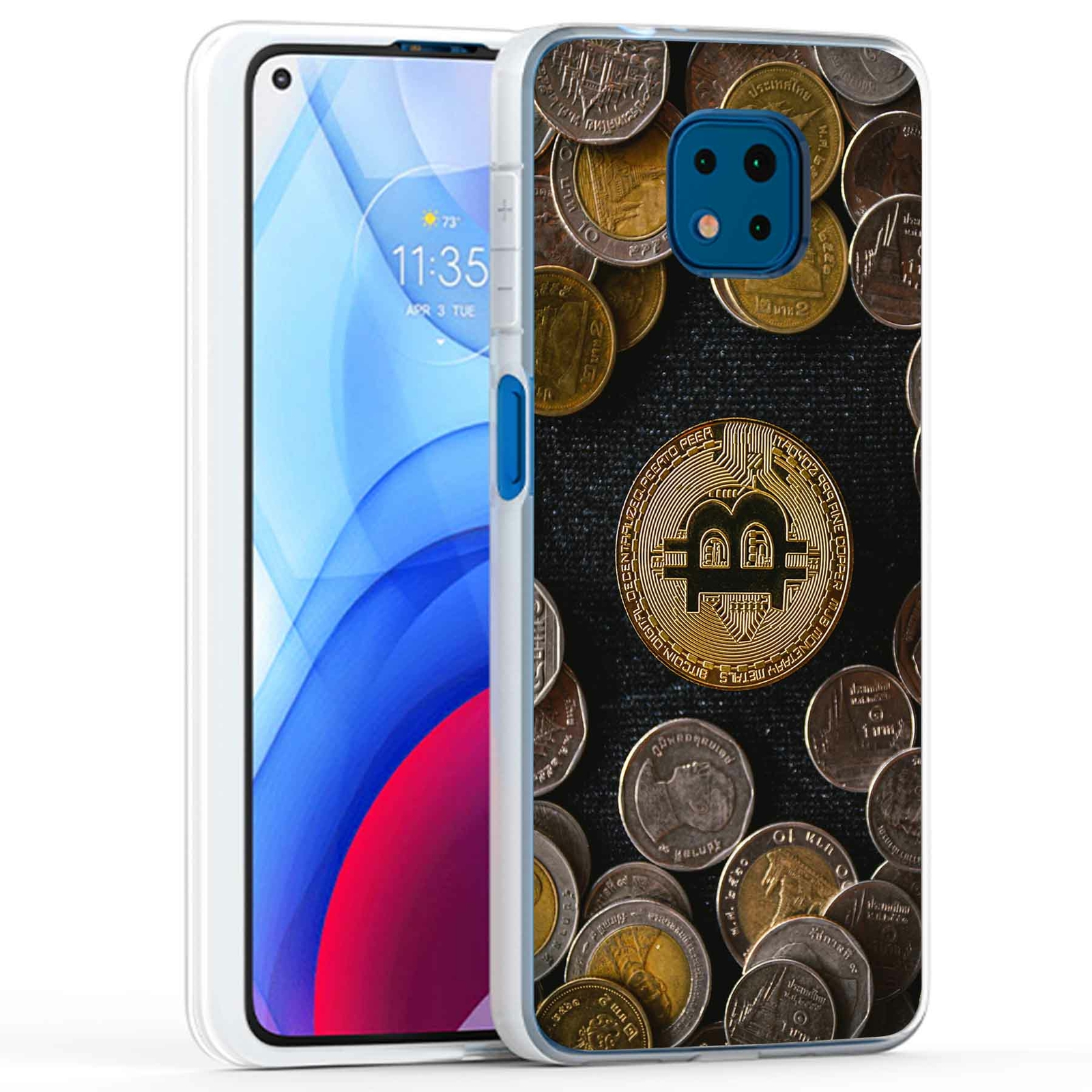 Phone Case Cover for Motorola Moto G Power 2021,Bitcoin Crypto 09 Print, USA