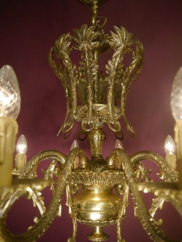 ANTIGUA ARAÑA GRANDE 10 LUCES LATÓN LÁMPARA VINTAGE ESPAÑOLA Ø 28" - Imagen 2 de 7