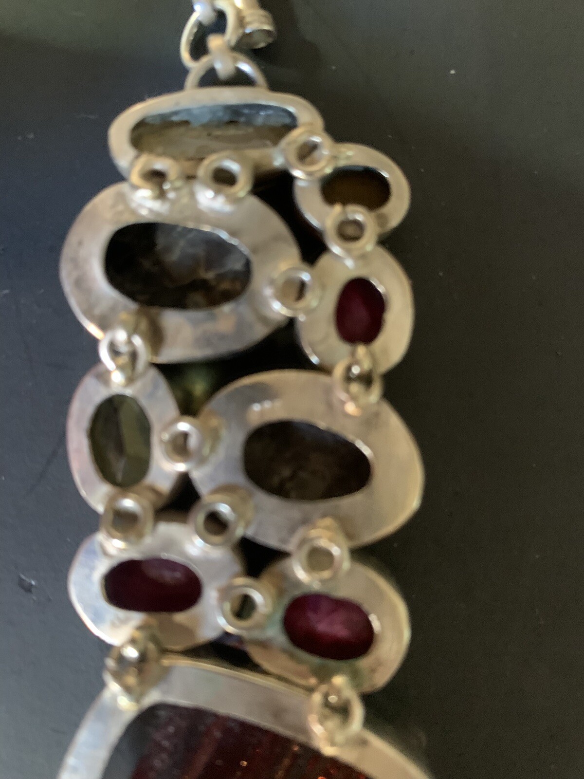 Sterling 925 Statement Multi Colored Bracelet - image 5