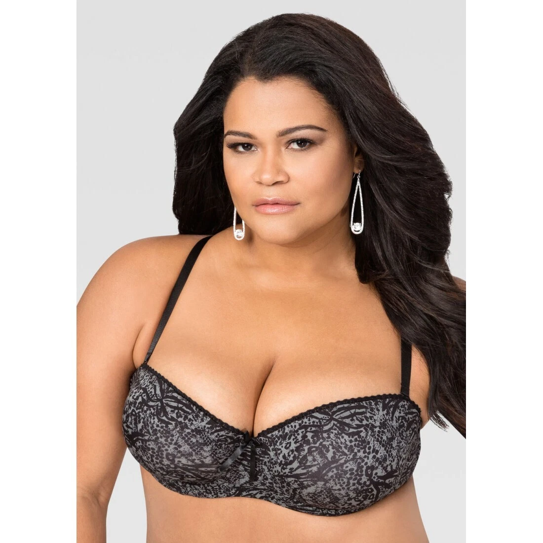 Ashley Stewart Printed Convertible Bra 40DDD MSRP $29.50 Black Animal Print