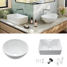 Bathroom Basin Sink Ceramic Bowl Vanity Counter Top Cloakroom Wash Gloss Bowl