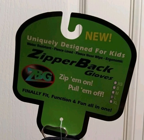Zipper Back Gloves Kids Blue Fleece Large - Picture 5 of 5