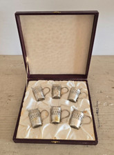 Vintage Servizio Bicchieri da Liquore Vetro e Metallo con Cofanetto Originale