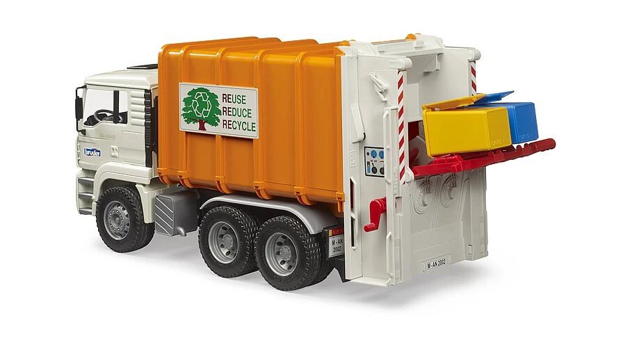Bruder 02772 MAN TGA Rear Loading Garbage Truck New 2023 1:16 Made in Germany - Image 3 of 4