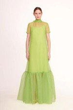Green Organza Long Dress Cocktail Prom Wedding Bridesmaid Ball Evening Gown