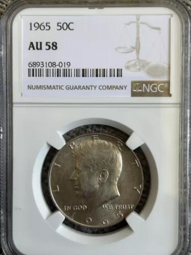1965 Phili Kennedy Silver 50 Cent NGC AU 58~~ Stunning ~private Collection