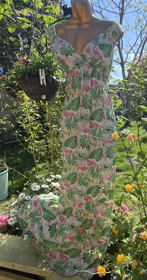 Flamingo print top maxi dress