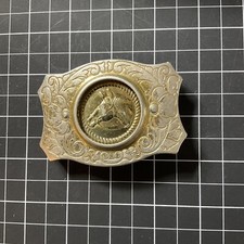 Vintage Chambers Belt Co. Belt Buckle w/ Horse Head Medallion