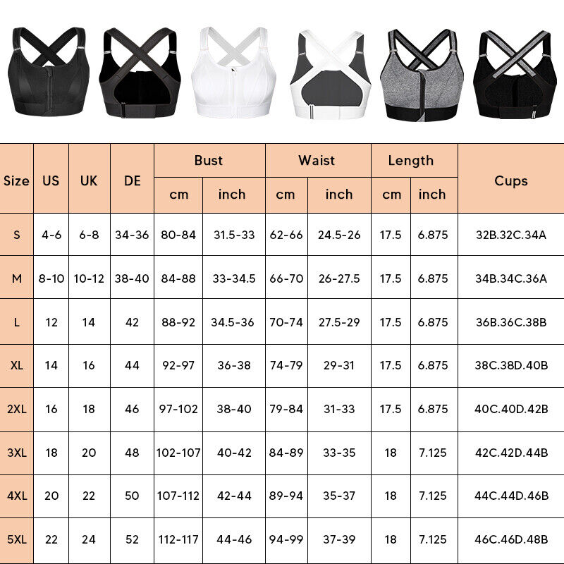 Plus Size Women Sports Bra High Support Medium Impact Compression Padded Vest UK
