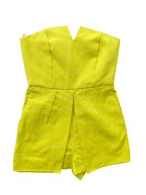 Topshop Playsuit Jumpsuit Size 10 Womens EU36 Yellow Cotton
