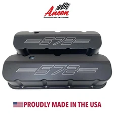 Big Block Chevy 572 Outlined Logo Tall Valve Covers - BBC Tall Black - Ansen USA