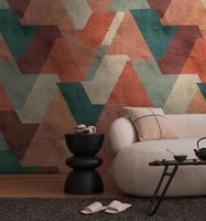 Fototapete Vlies Abstrakt Geometrisch Retro Stil Orange GrüN 39837-1 (5,61€/1Qm)