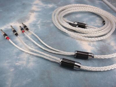 Maze Audio Braided Litz Speaker Cables 8ft Silver Plated Pair Audiophile Banana