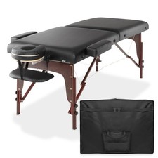 Portable Reiki Massage Table with Tilt Backrest  Carrying Case - Black