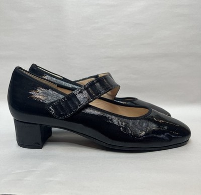 Hassia Black Patent Block Heel Shoes Mary Jane Womens US 8 Verona H Cocktail