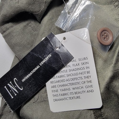 INC (Wainscott) Reptile Green Linen Pants Women Size 2 (W 29.5, L 33) NEW w/ TAG - Picture 5 of 15