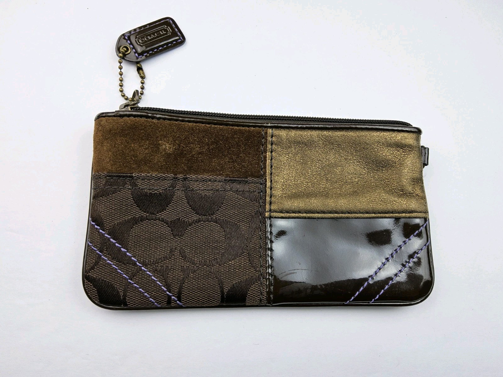 Coach Signature Patchwork Pouch Wallet Clutch - image 1