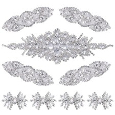 9 Pack Rhinestone Patches Wedding Applique Iron on Patch DIY Sewing Appliques...