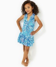 Lilly Pulitzer Girl S 4-5 Malone Amalfi Blue Dress Sound the Siren Mermaid Shell