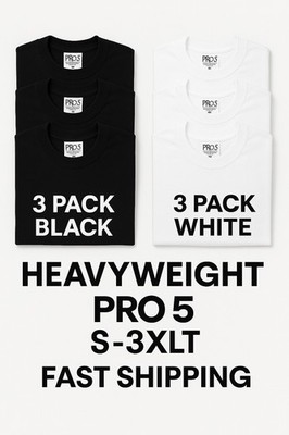 Pro 5 T Shirt 3 Pack Men Thick Plain Short Sleeve Tee S- 3XLT