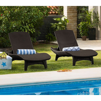 Keter All-Weather Grenada Chaise Loungers Brown,  Set of 2