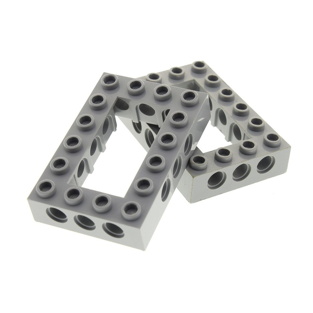 2x Lego Technic Construction Stone Frame 4x6 Neu-Hell Grey Hole BAR 4211716