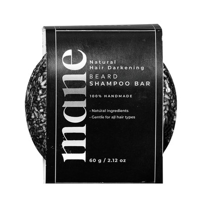 Mane Beard Shampoo Bar for Men | Natural Charcoal Beard Wash with Bamboo Charcoa