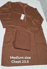 Medium Size Wash N Wear Men SHALWAR KAMEEZ Brown