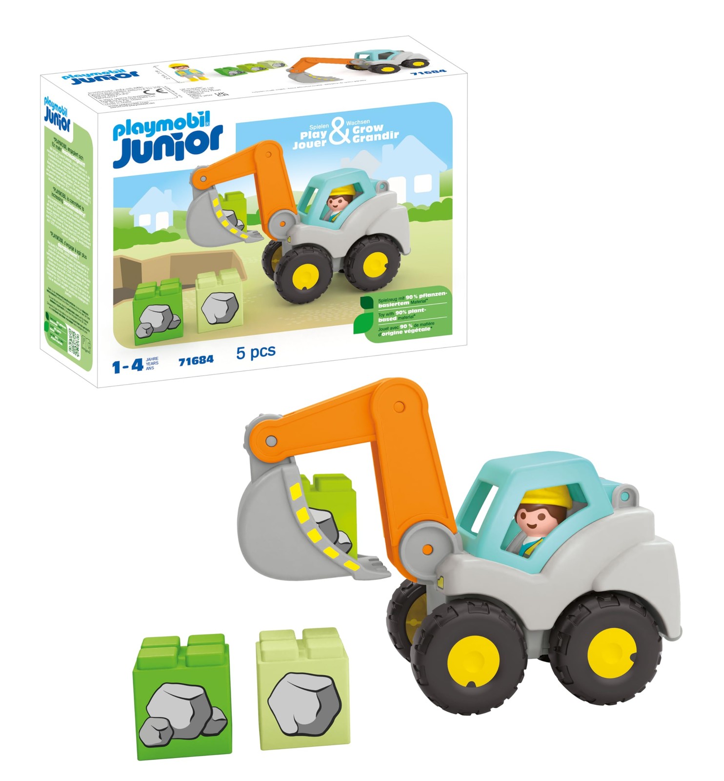PLAYMOBIL 71684 JUNIOR Shovel Excavator including foldable cabin roof and stac 7090₽