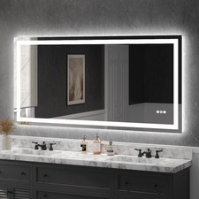 72x36"LED Bathroom Mirror, Tempered Glass Backlit Anti-Fog Lighted Vanity Mirror