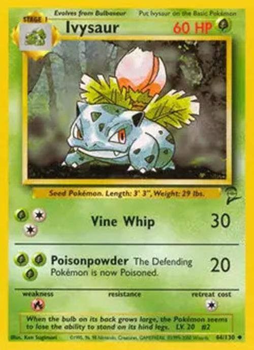 Ivysaur - 44/130 - Pokemon Base Set 2 Card WOTC LP