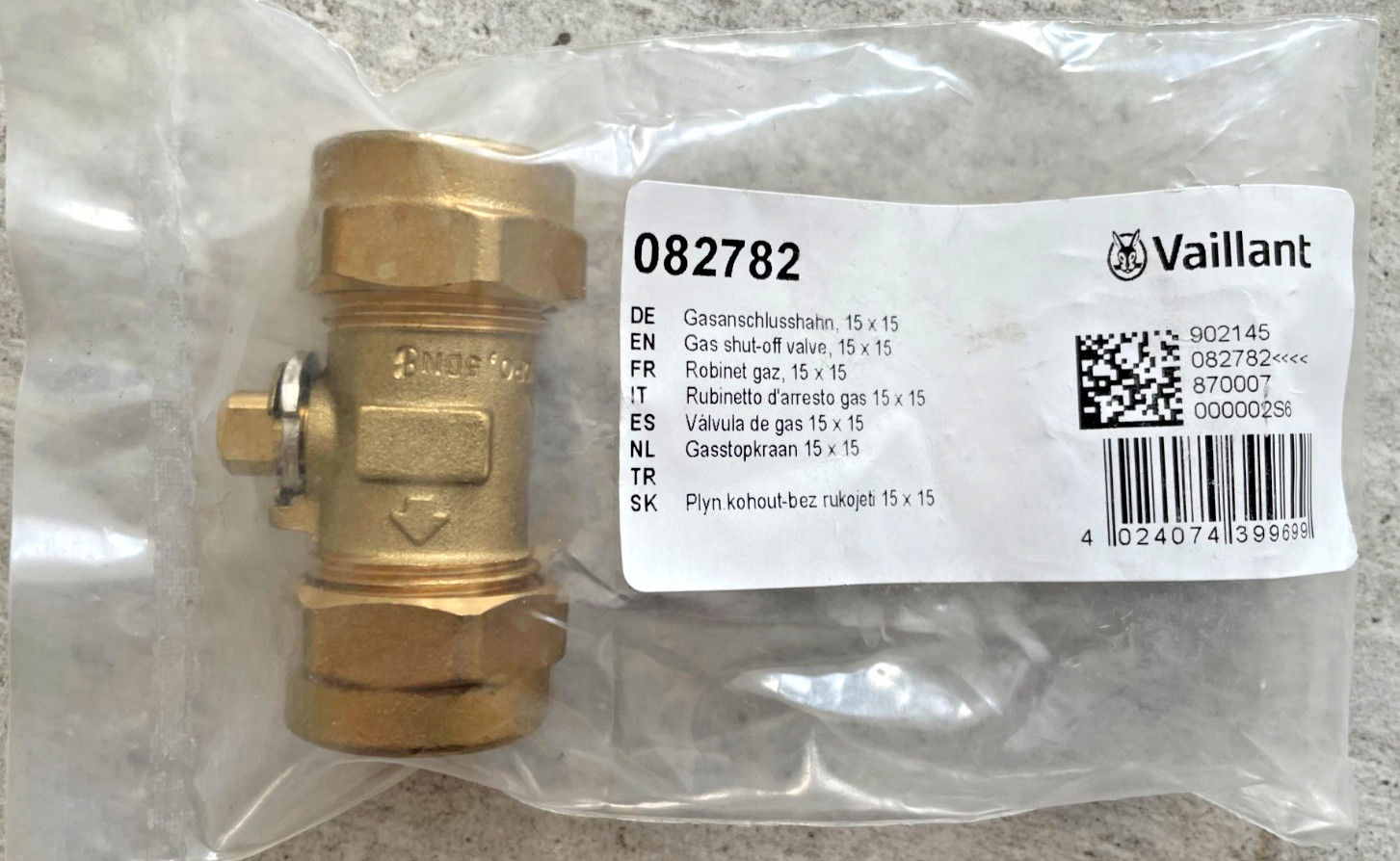 Vaillant ecoTEC Plus 612 615 618 624 630 Pro 24 28 Gas Shut Off Valve 082782 New