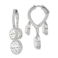 Sterling Silver Polished Cubic Zirconia Fancy In Out Drop Dangle Earrings
