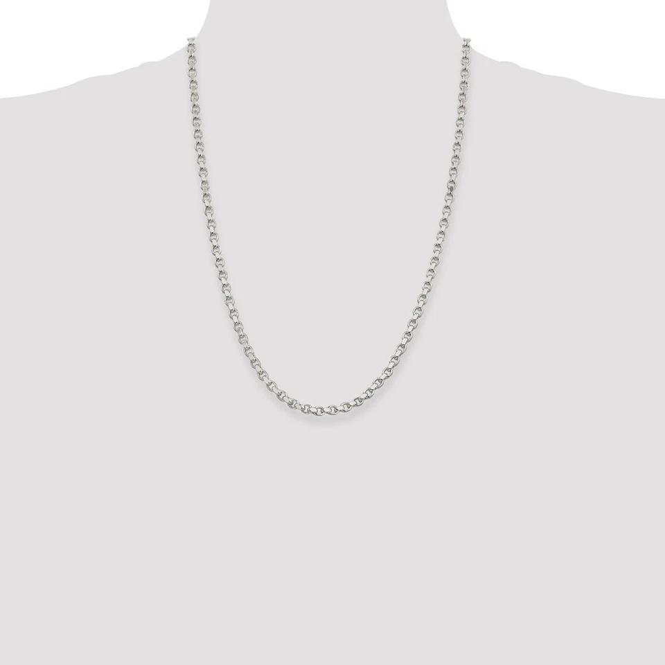 Collar de cadena Rolo de plata de ley de 4 mm talla diamante 24" 30,57 gm Foto 4 de 4