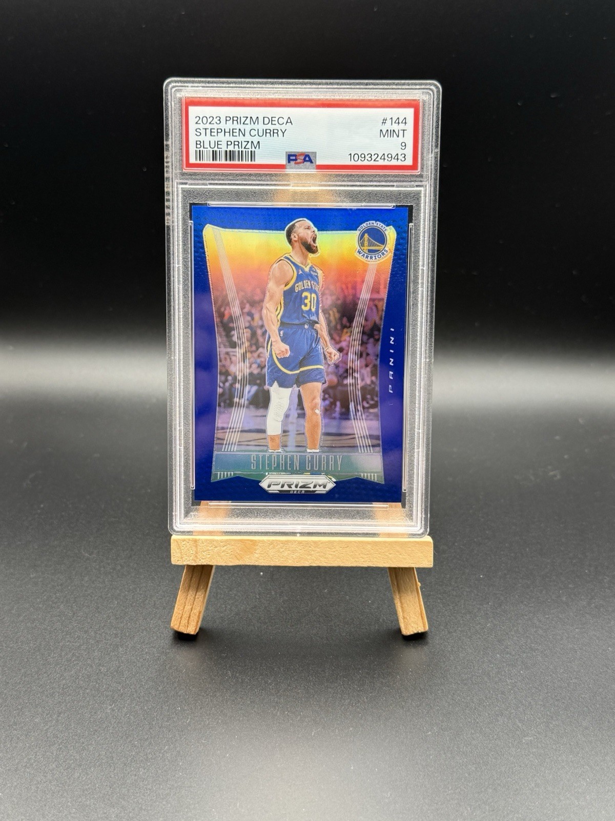 2023-24 Panini Prizm Deca Stephen Curry Blue #/149 Warriors PSA 9
