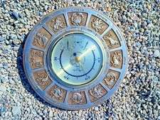 14" Vintage AIRGUIDE Barometer Thermometer Humidity ZODIAC FACE Rare! 🔥Groovy