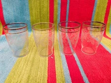Vintage 1950's Bartlett Collins 4-Lot Grapevine Gold Trim 3.75" Juice Glasses