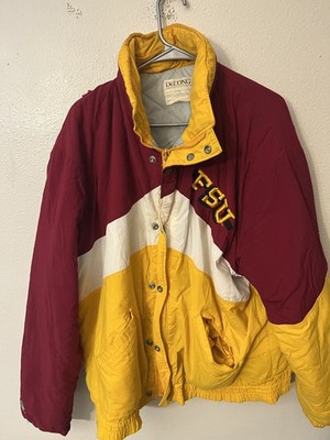 Vintage Mens DeLong FSU Seminoles Collegiate Bomber Jacket Burgundy Gold White L