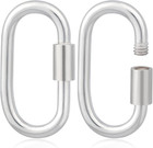 2Pcs Oval Locking Jump Rings, 925 Sterling Silver Screw Carabiner Lock, Jewelry