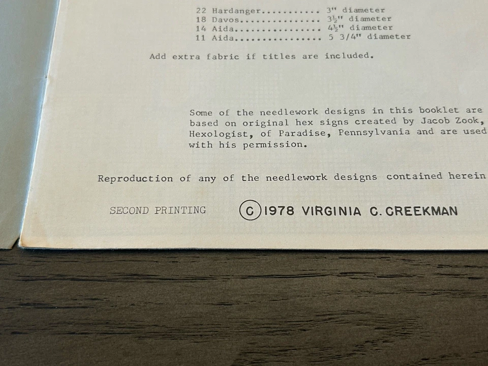 Vtg HEX SIGNS Pennsylvania Dutch Needlework Pattern Booklet Tidewater Creekman - Image 3 of 4