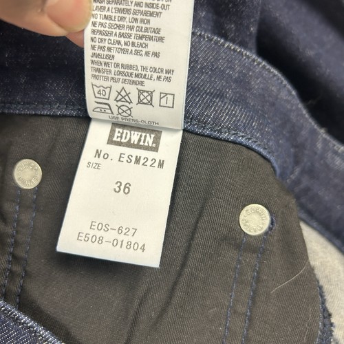 Edwin Jeans Mens 36 X 32 Slim Tapered Low Rise Stretch ESM22M Made in Japan Blue - Picture 8 of 10