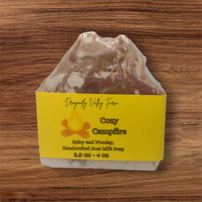 Cozy Campfire Handmade Goat Milk Soap - Spicy & Woodsy, Hand-Cut 3.5 4 oz