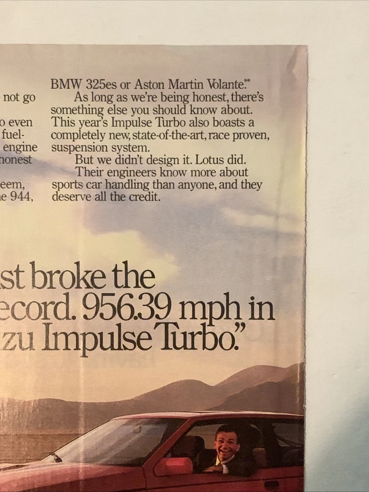 1988 Isuzu Impulse Turbo PRINT AD Joe Isuzu Driving VTG 1980s Land Speed Record - Image 4 of 4